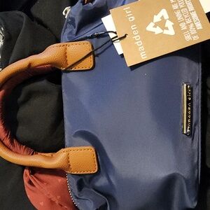 Madden Girl Mini Bag in Blue and Tan